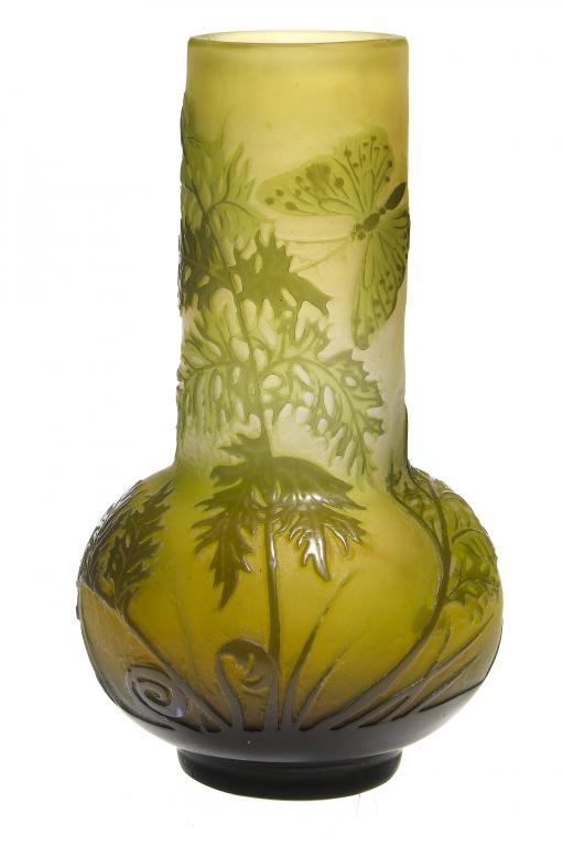 Appraisal: A GALL CAMEO GLASS VASE of shaded lime green glass