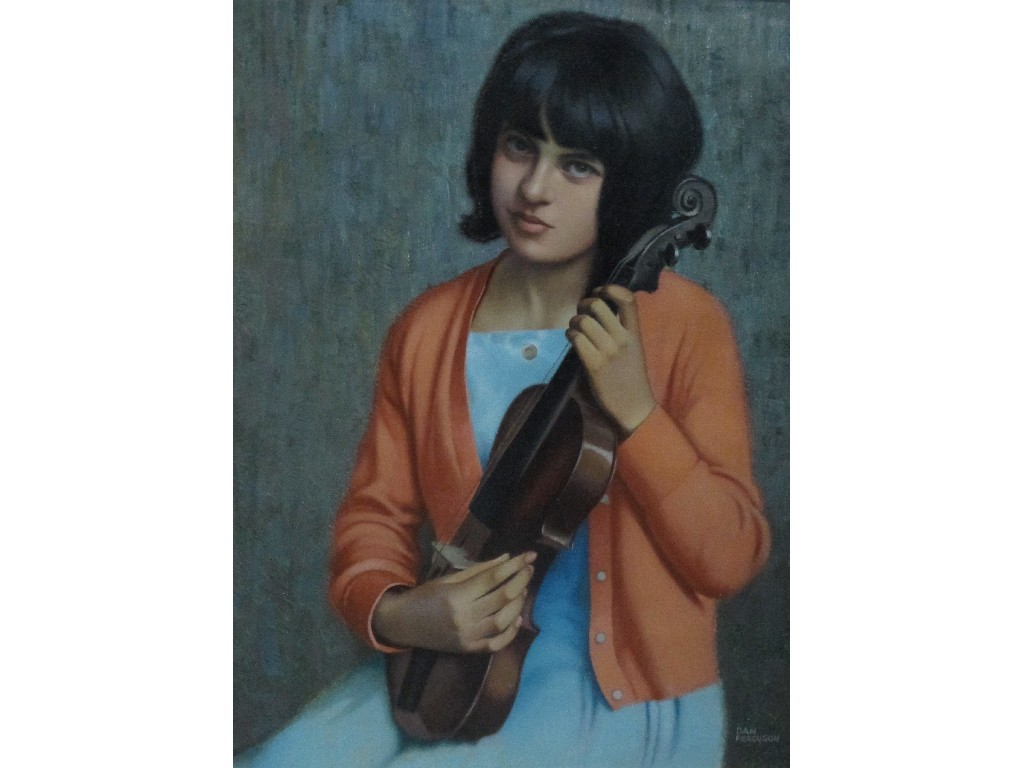 Appraisal: DANIEL FERGUSON ROI - YOUNG GIRL WITH VIOLIN Oil on