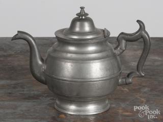 Appraisal: Dorchester Massachusetts pewter teapot th c bearing the touch of