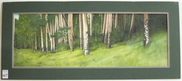 Appraisal: FORESTED LANDSCAPE WATERCOLOR ON PAPER titled True Companions Image measures