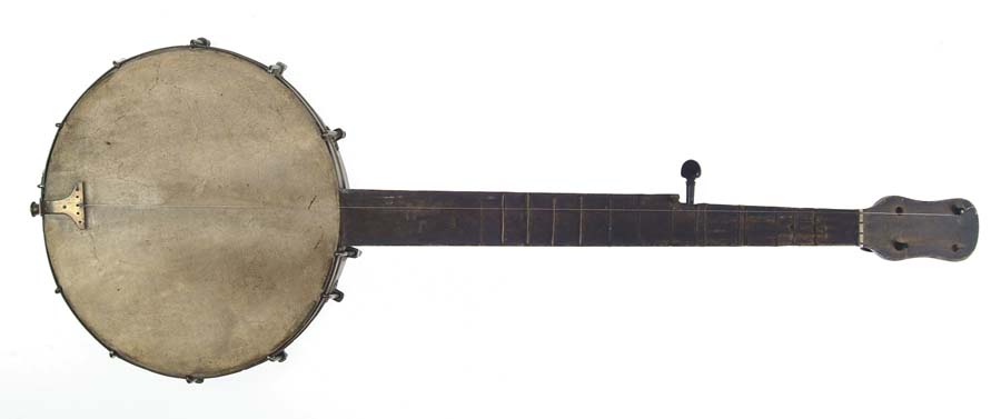 Appraisal: TH CENTURY BANJO WITH PATRIOTIC EAGLE AND SHIELD HEAD TIGHTENERS