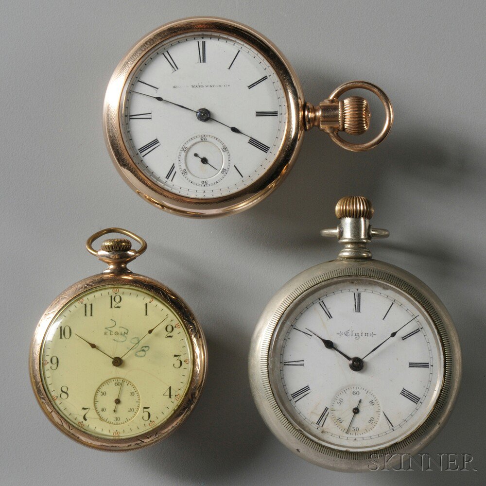 Appraisal: Three Elgin -jewel Open Face Watches including a lever-set movement