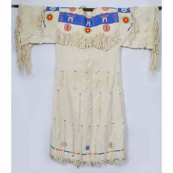 Appraisal: Cheyenne Beaded Hide Dress and Accoutrements full ensemble with thread-sewn