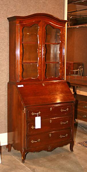 Appraisal: A Louis XV style mahogany secretary bookcase mid th century