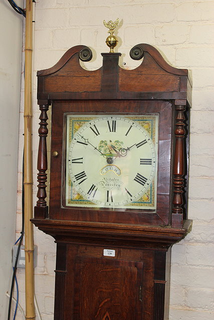 Appraisal: A TH CENTURY OAK AND MAHOGANY THIRTY HOUR LONGCASE CLOCK