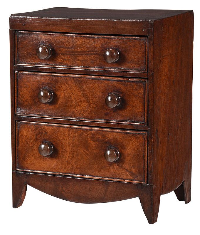 Appraisal: Georgian Mahogany Miniature Three Drawer Chest British th century top