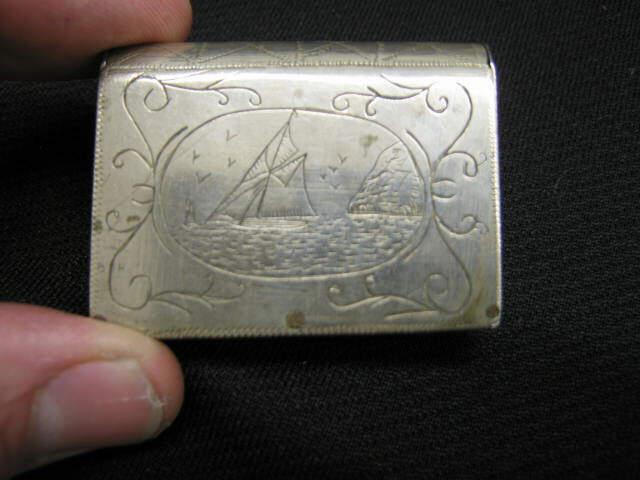 Appraisal: Victorian Match Safe engraved design sailing ship on back x