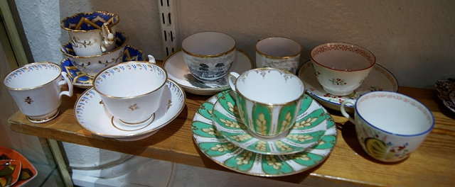 Appraisal: A collection of five English porcelain triosto include Newhall and