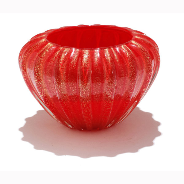 Appraisal: Barovier Toso Cordonato d'oro red art glass vase H x