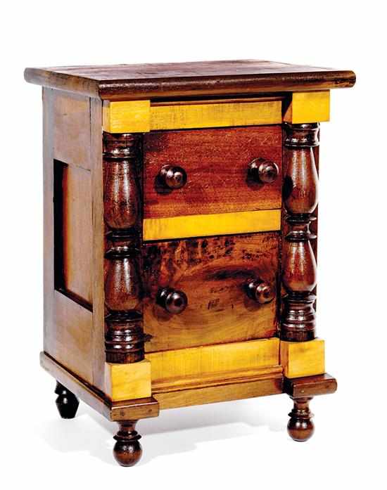 Appraisal: Southern miniature mixed wood chest of drawers possibly Virginia th