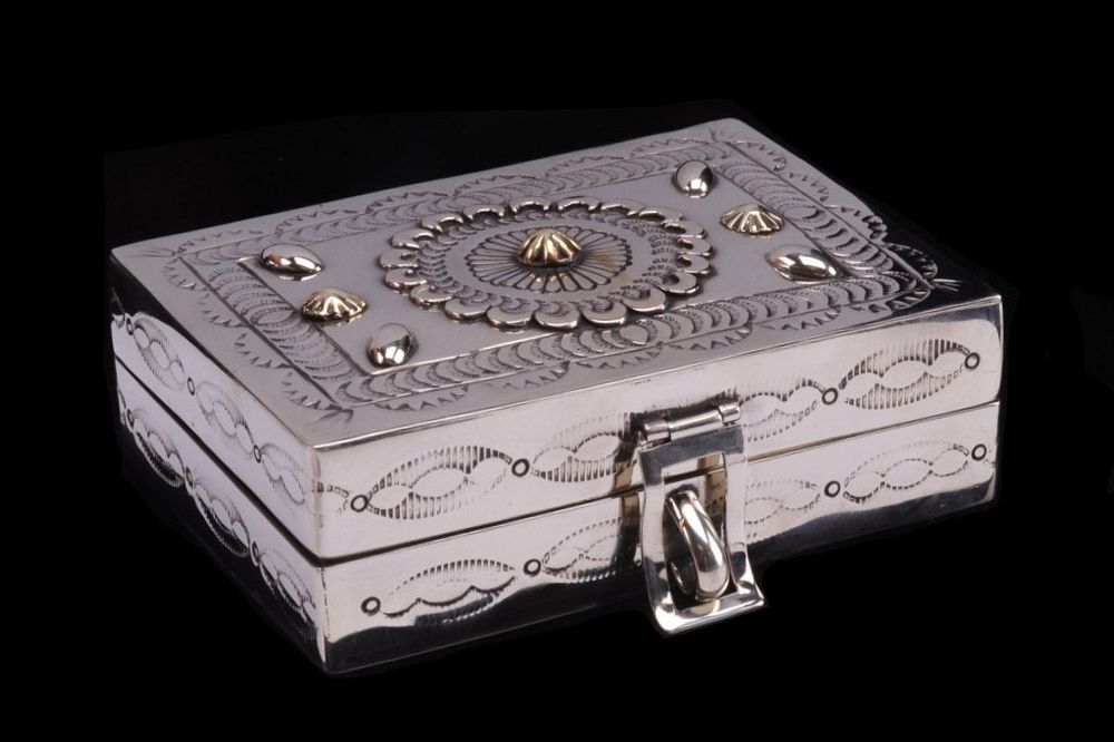 Appraisal: Armand American Horse Alpaca Silver Trinket Box Included in this