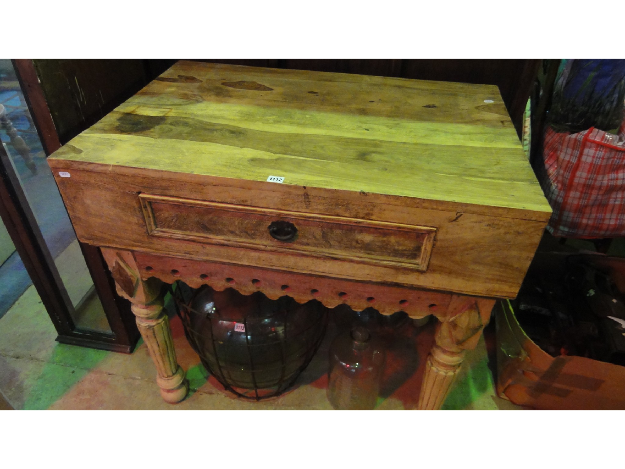 Appraisal: An Indian hardwood kitchen work table of rectangular form with