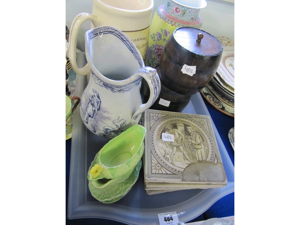 Appraisal: Tray lot of assorted ceramics - tiles Victorian jug biscuit