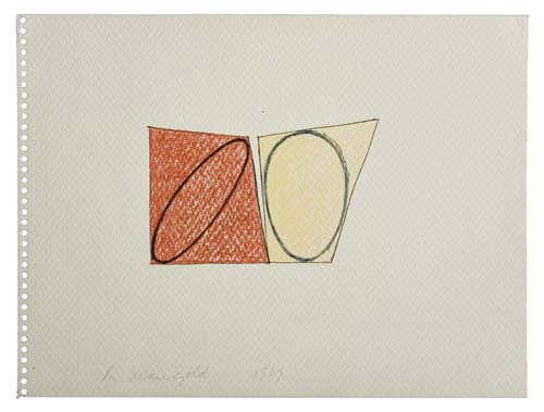 Appraisal: ROBERT MANGOLD Untitled Geometric Composition Color pencils and ink on