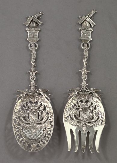 Appraisal: Pair of Continental Silver Salad Servers first quarter th century