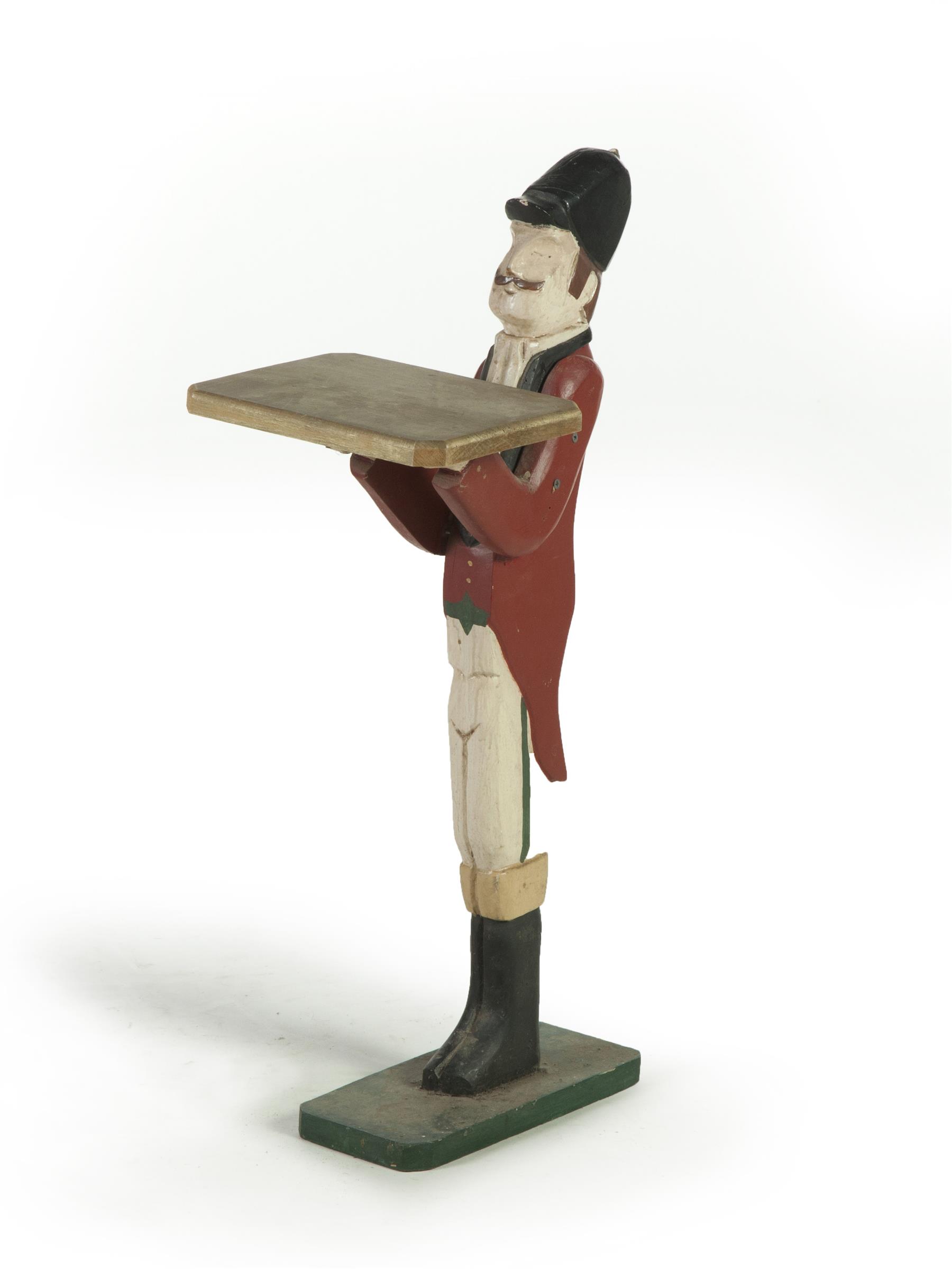 Appraisal: CARVED AND PAINTED JOCKEY STAND American th century Figure of