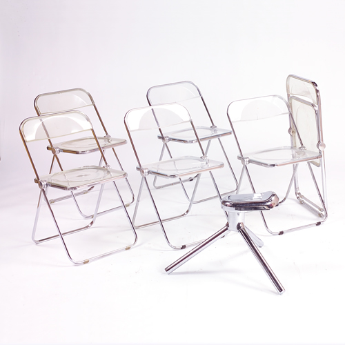 Appraisal: Giancarlo Piretti set of six chrome and perspex folding chairs