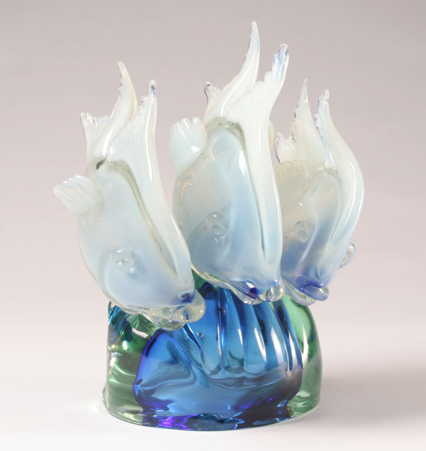 Appraisal: Vetreria Gino Cenedese Opaline grouping of fish on blue and