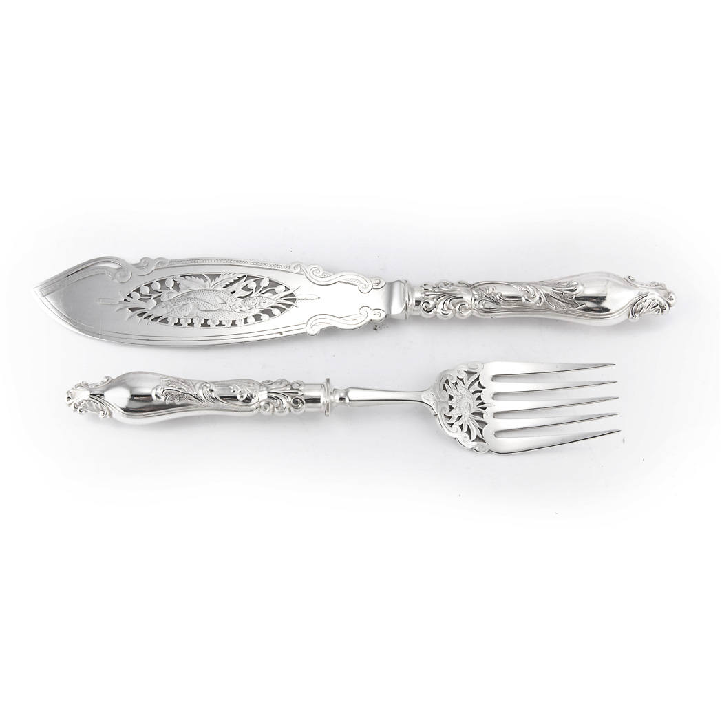 Appraisal: Pair of English Silver Plated Fish Servers