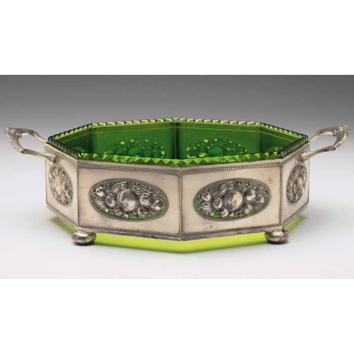 Appraisal: WMF bowl octagonal form with silver pewter frame piercedand stamped