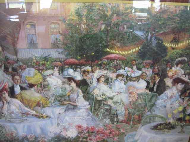 Appraisal: Thomas Kincaide Lithograph Frenchgarden party image area '' x ''