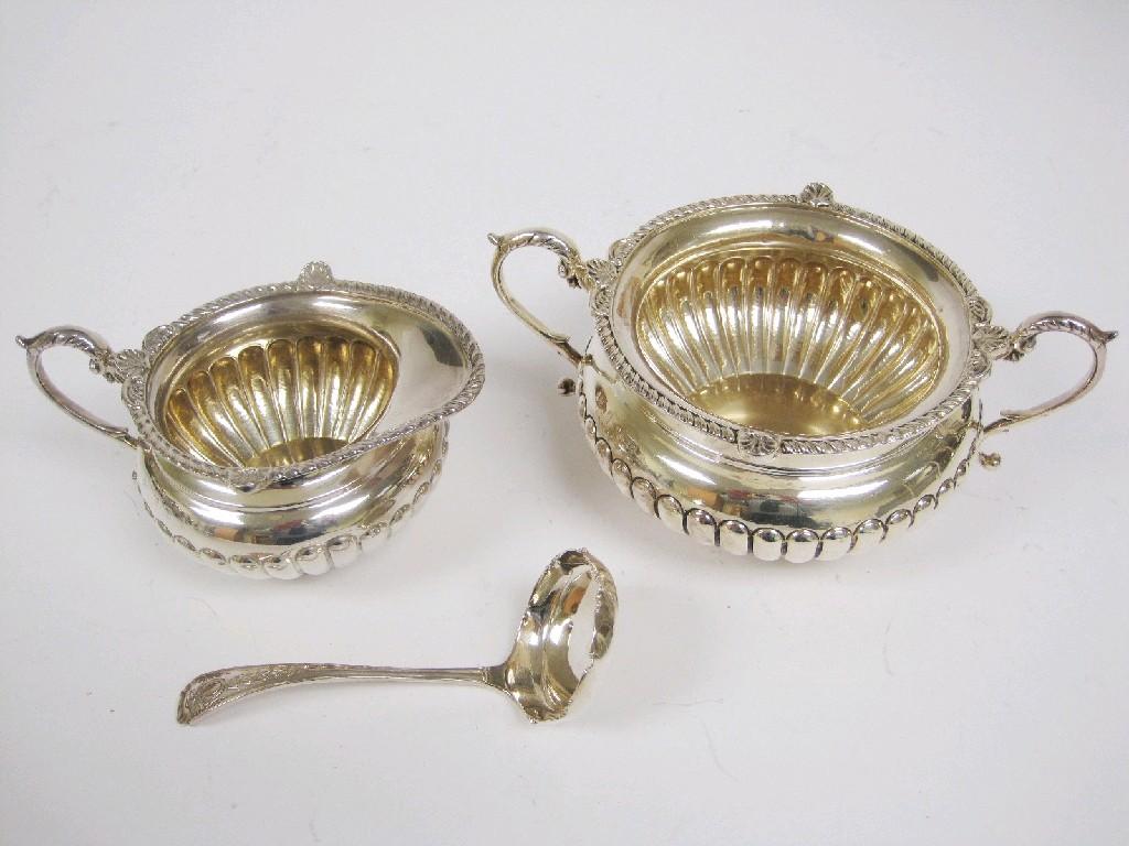 Appraisal: An Edward VII Sugar Bowl and Milk Jug of semi-fluted