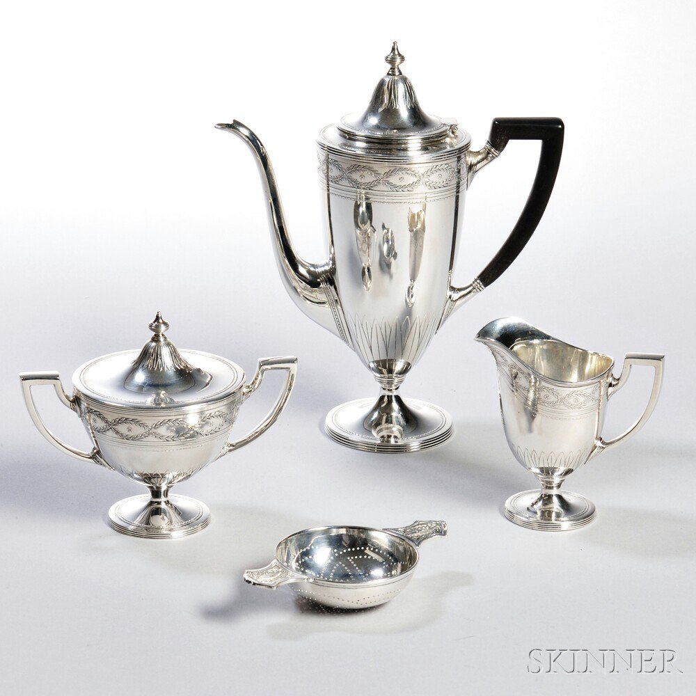 Appraisal: Three-piece Tiffany Co Winthrop Pattern Coffee Service New York -