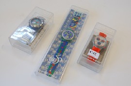 Appraisal: THREE BOXED SWATCH WATCHES