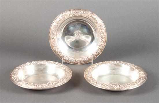 Appraisal: Three American repousse sterling silver bowls S Kirk Son Inc