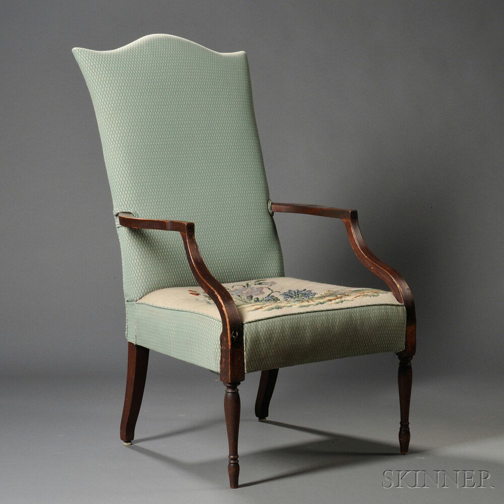 Appraisal: Federal Inlaid Mahogany Lolling Chair Joseph Short Newburyport Massachusetts c