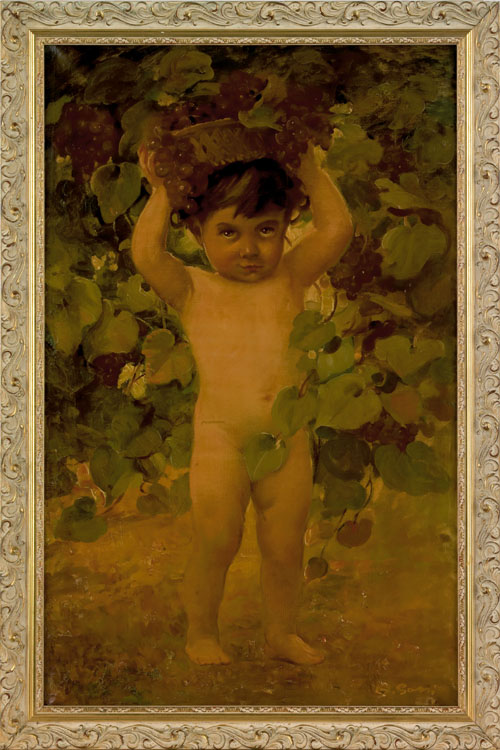 Appraisal: Oil on canvas portrait of a young Bacchus early mid