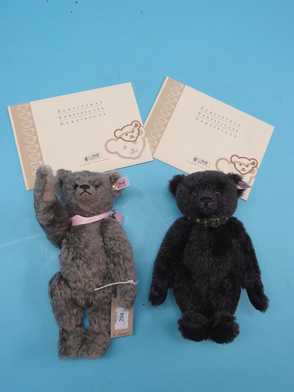 Appraisal: Two modern Steiff Teddy bears black Alpaca bear Royal Diamond