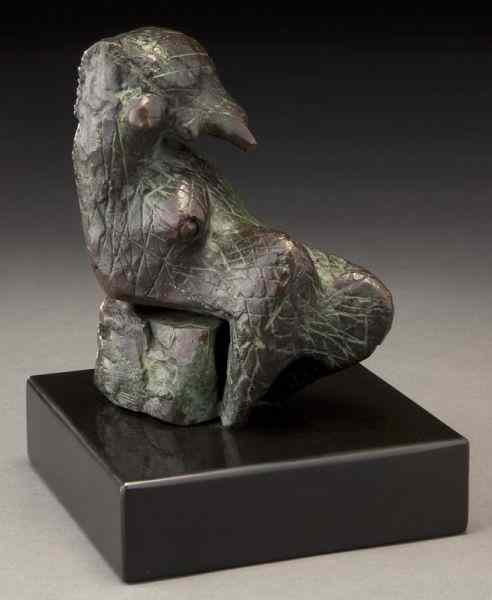 Appraisal: Henry Moore ''Seated Figure Cross Hatch'' bronzewith brown and green