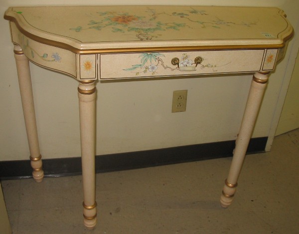 Appraisal: A PAINT DECORATED CONSOLE TABLE AND MATCHING WALL MIRROR Chinese