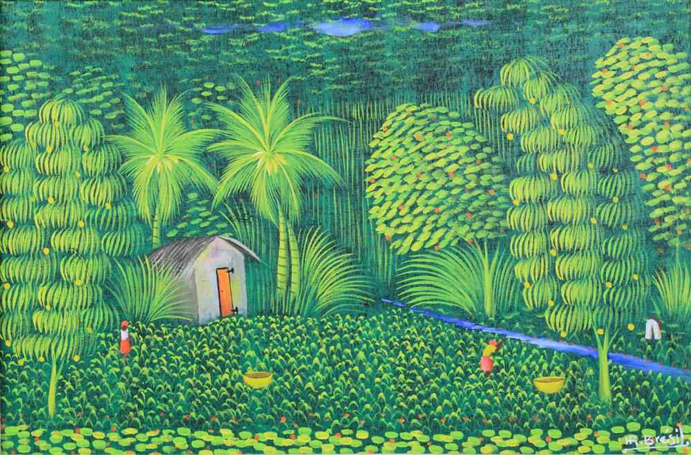 Appraisal: HENRI ROBERT BRESIL HAITIAN - WORKING THE FIELDS Oil on