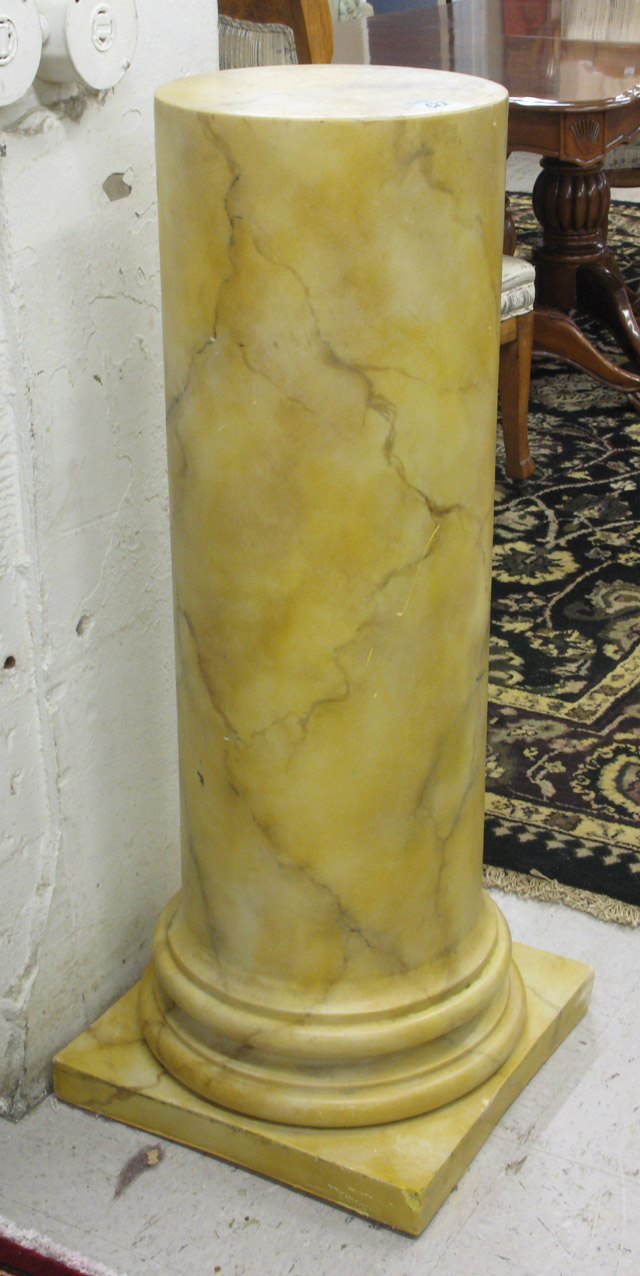 Appraisal: FAUX MARBLE COLUMN PEDESTAL of cylindrical form with square foot