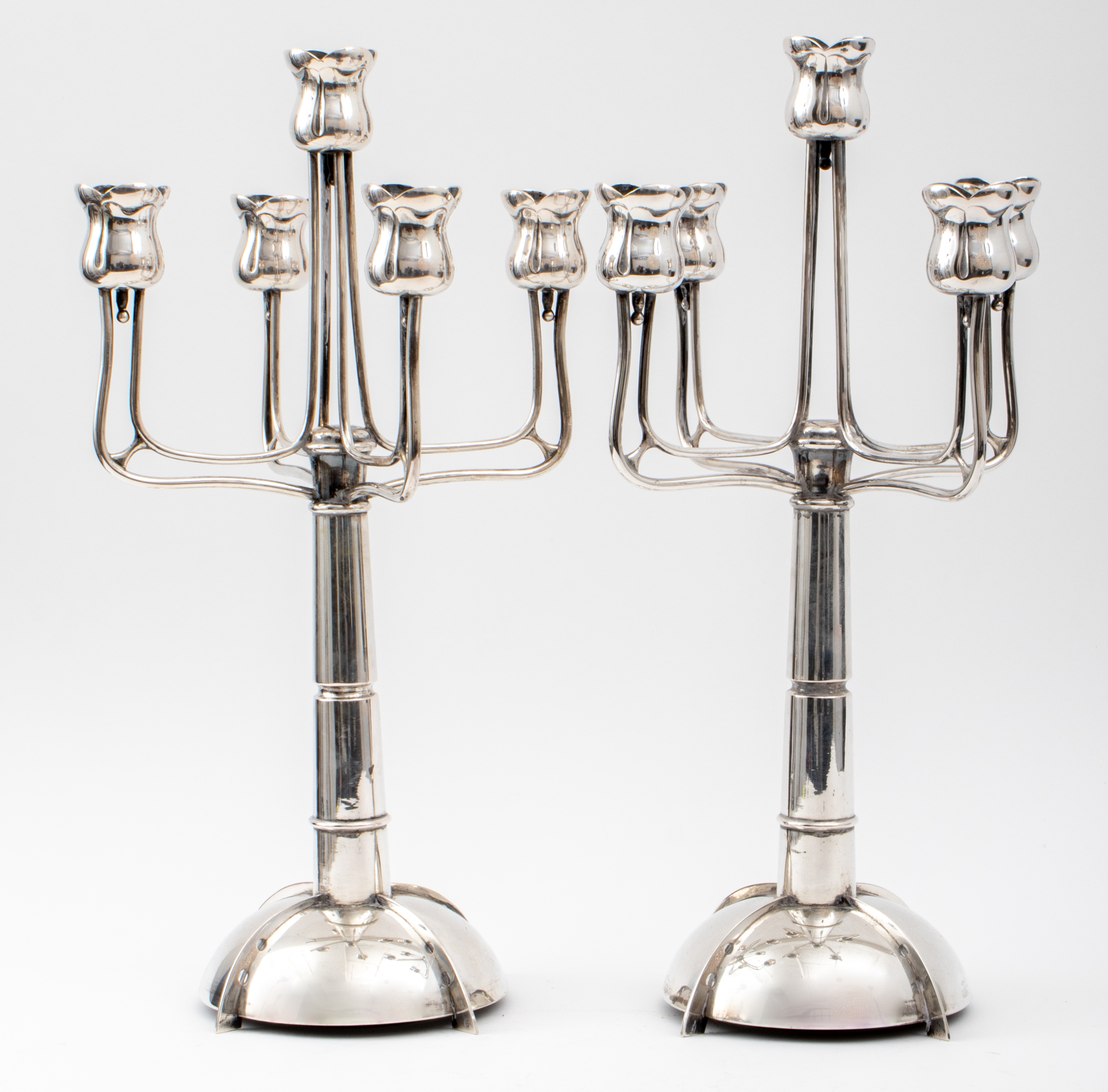 Appraisal: E KADZIK AUSTRIAN SECESSION SILVER CANDELABRA PR Emil Kadzik Austrian