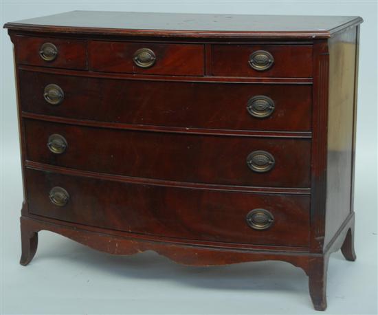 Appraisal: THREE DRAWER CHEST A geogian style mahogany bow front chest