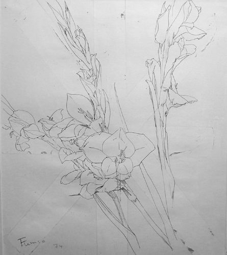 Appraisal: Floral Sketch Yoshimura Fumio Japanese - graphite on paper x