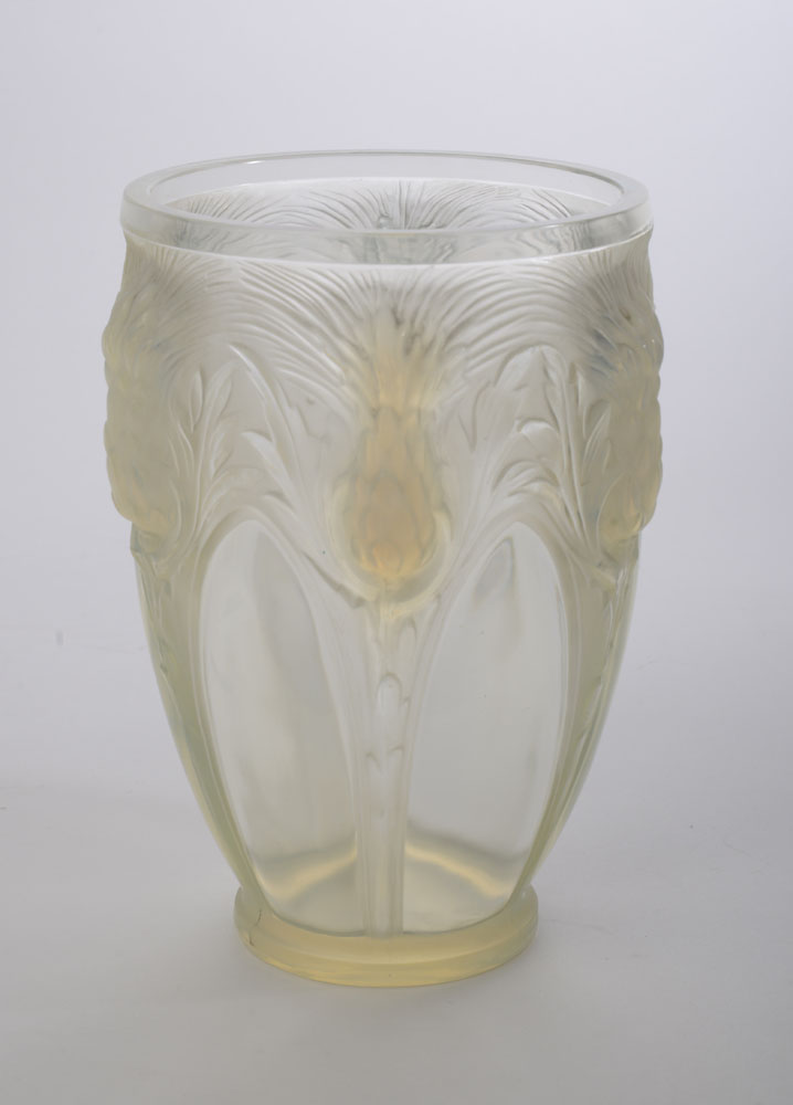 Appraisal: VERLYS ART DECO MOLDED OPALESCENT GLASS VASE Marked in relief