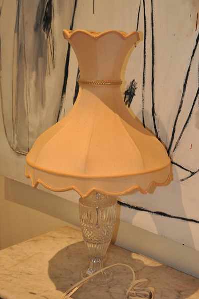 Appraisal: A GLASS LAMP AND A BRASS LAMP BOTH WITH SHADES