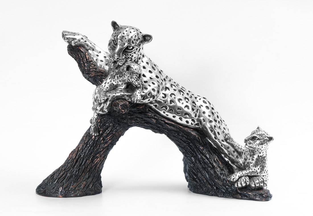 Appraisal: D'ARGENTA SILVERPLATE LEOPARD CUBS SCULPTURE Limited edition designed by Ricardo