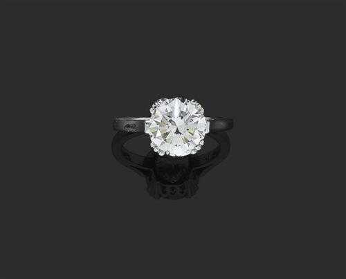 Appraisal: BRILLIANT-CUT DIAMOND RING Platinum Classic solitaire model the top set