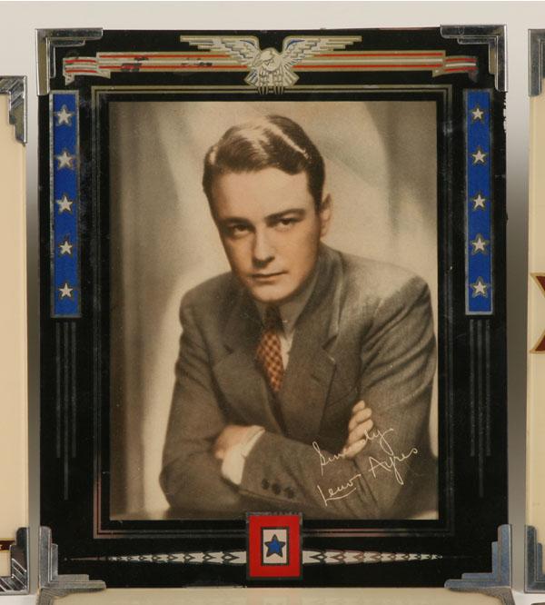 Appraisal: Six Art Deco patriotic frames including military photos Largest x