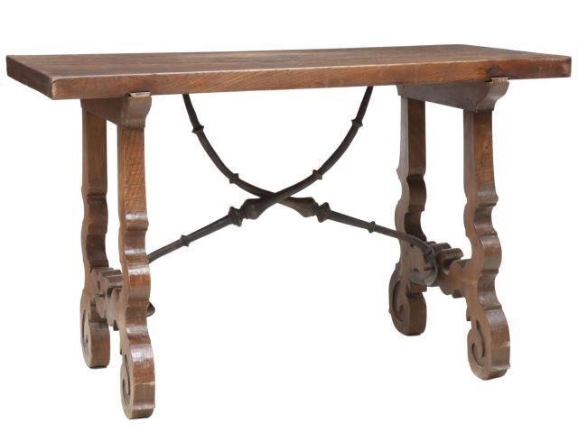 Appraisal: Spanish Baroque style oak table th c top fashioned from