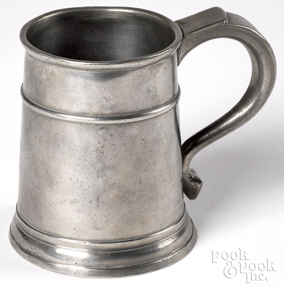 Appraisal: Pewter mug attributed to John Carnes Boston Pewter mug mid