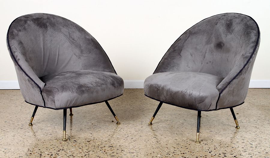 Appraisal: PAIR ITALIAN LOUNGE CHAIRS FLARED BACKS C A pair of