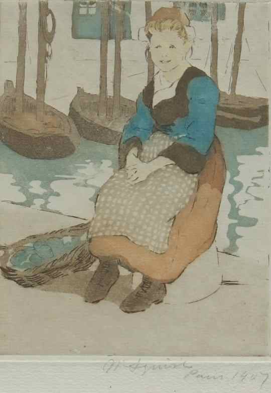 Appraisal: SQUIRE Maud American - ''Petite Fille a Concarneau'' Etching Aquatint