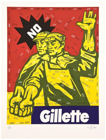 Appraisal: Wang Guangyi b Gillette Lithograph printed in colors signed in