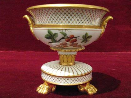 Appraisal: French Porcelain Floral and Gilt Decorated Pedestal Bowl With French